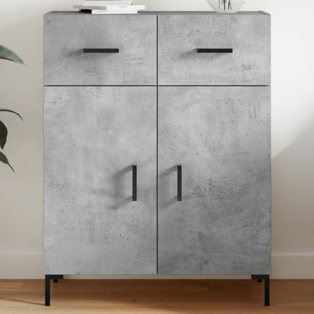 vidaXL 2 Door 2 Drawer Concrete Grey Wooden Sideboard Image 1