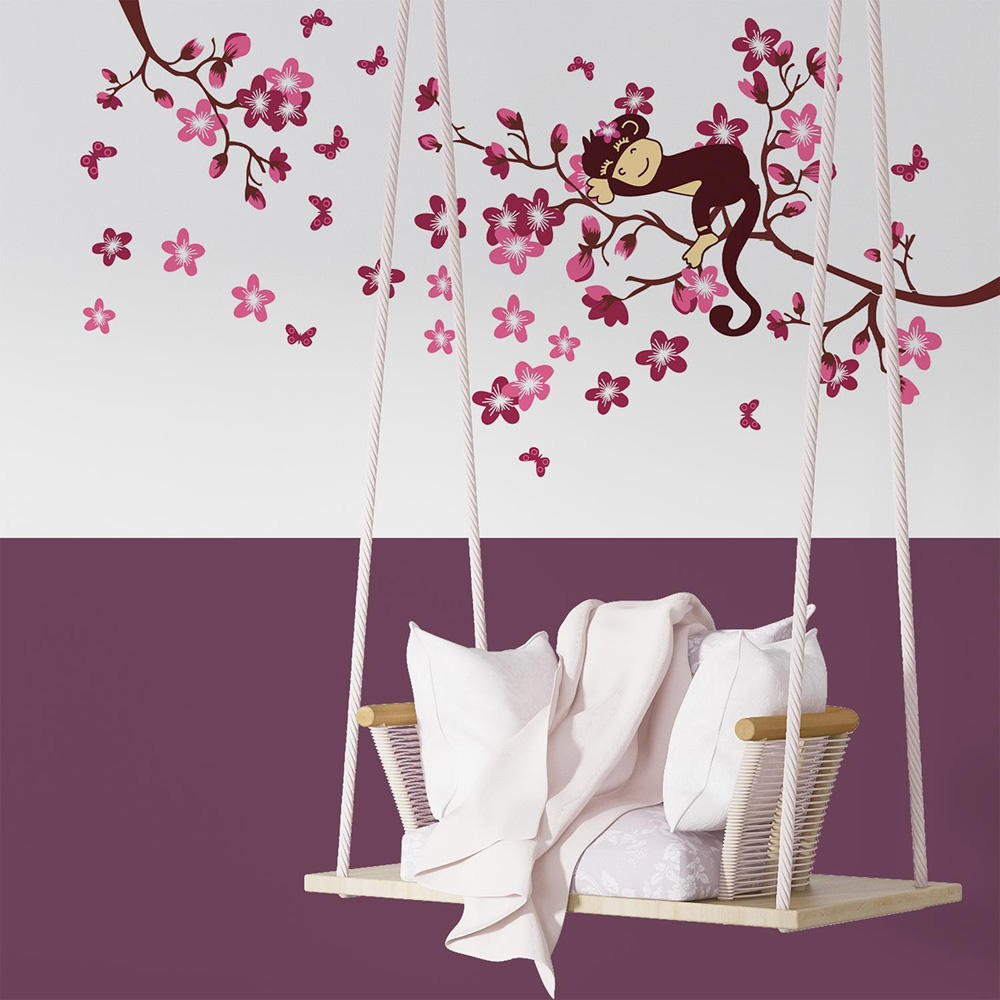 Walplus Pink Monkey Blossom Art Wall Sticker Image 4