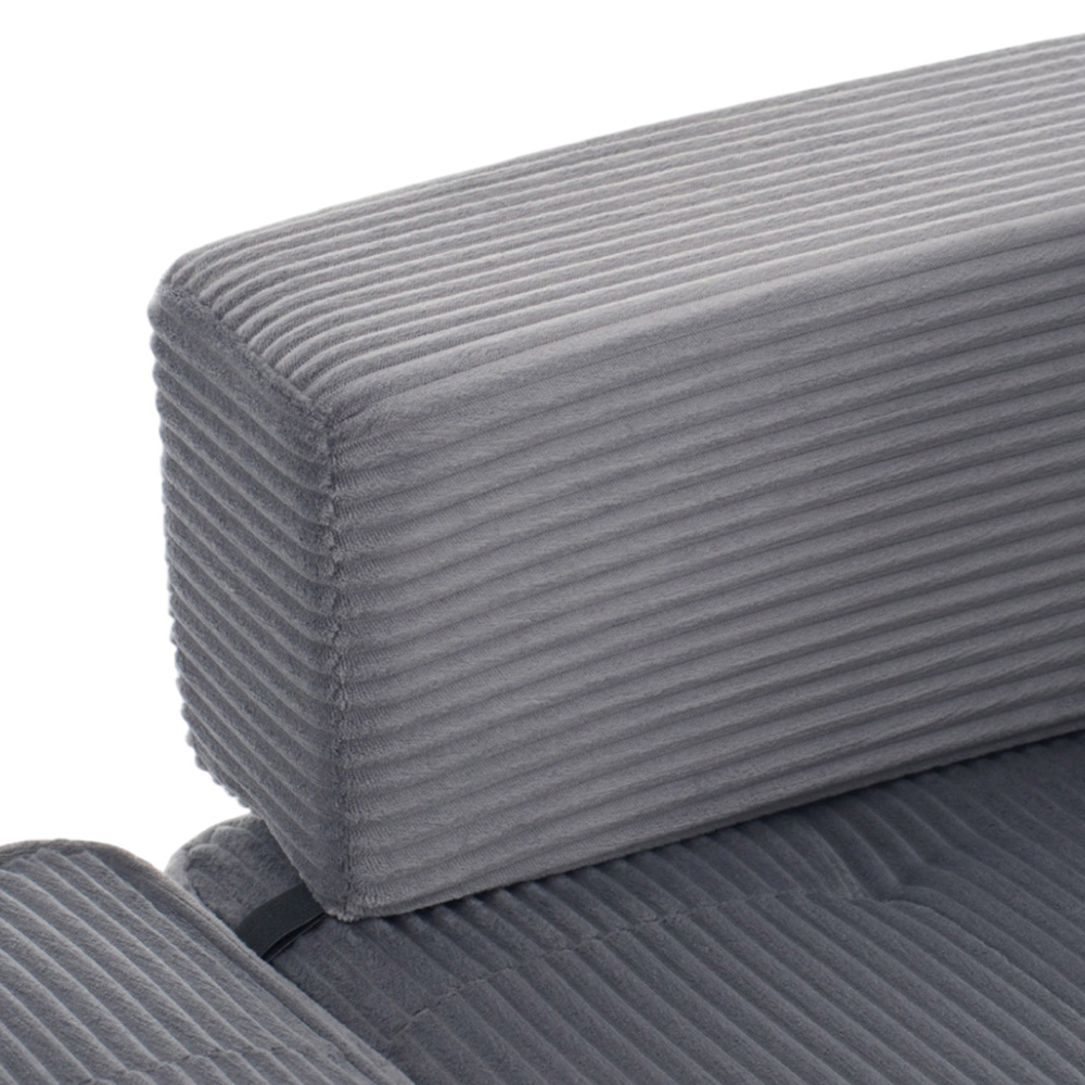 Living and Home Single Seater Grey Foldable Corduroy Upholstered Sofa Bed Image 5