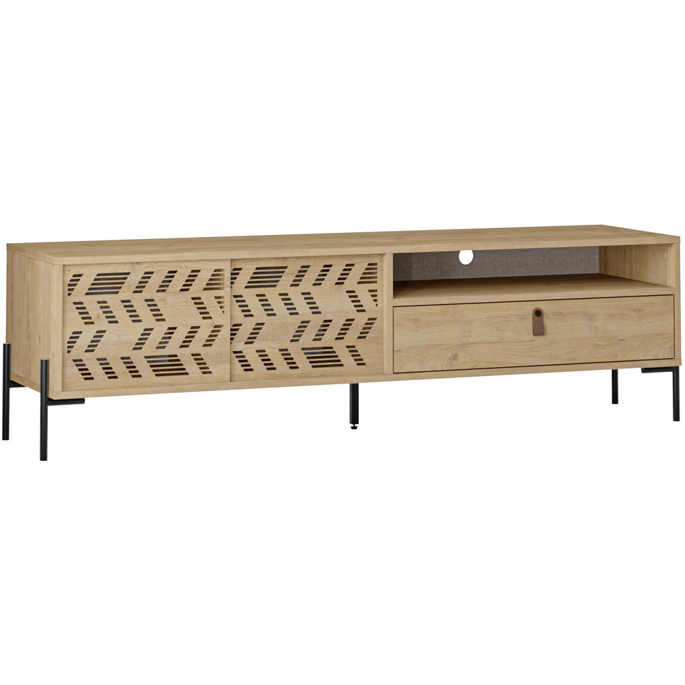 Decortie Dionysos 2 Door Single Drawer Single Shelf Sapphire Oak TV Stand Image 2