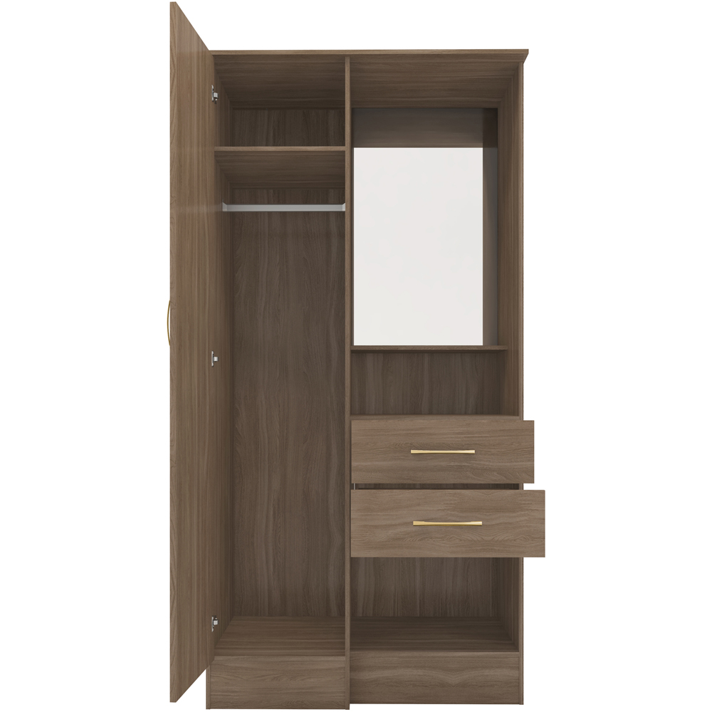 Seconique Nevada Vanity Single Door 2 Drawer Rustic Oak Effect Wardrobe Image 4