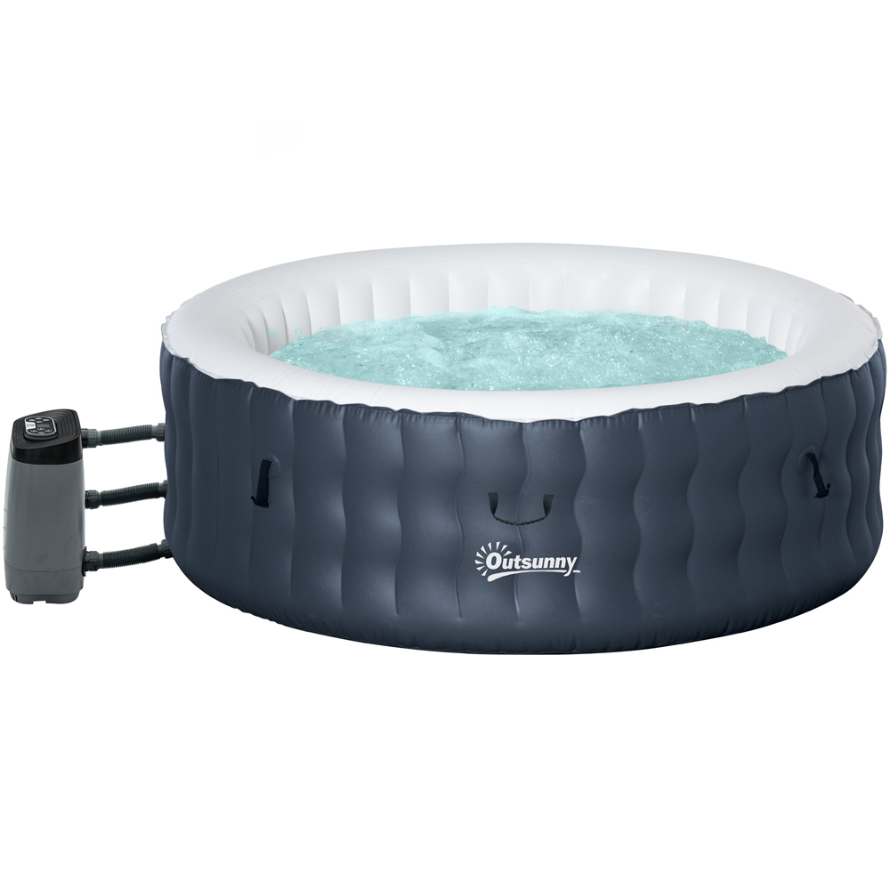 Outsunny Dark Blue Round Inflatable Hot Tub with Pump Image 1