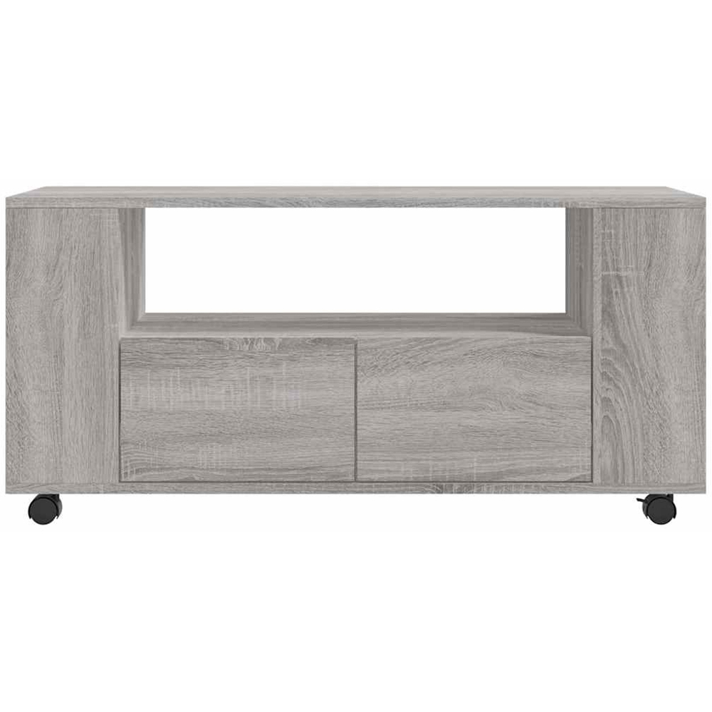 vidaXL 2 Drawer 2 Shelf Grey Sonoma Rolling TV Cabinet Image 6
