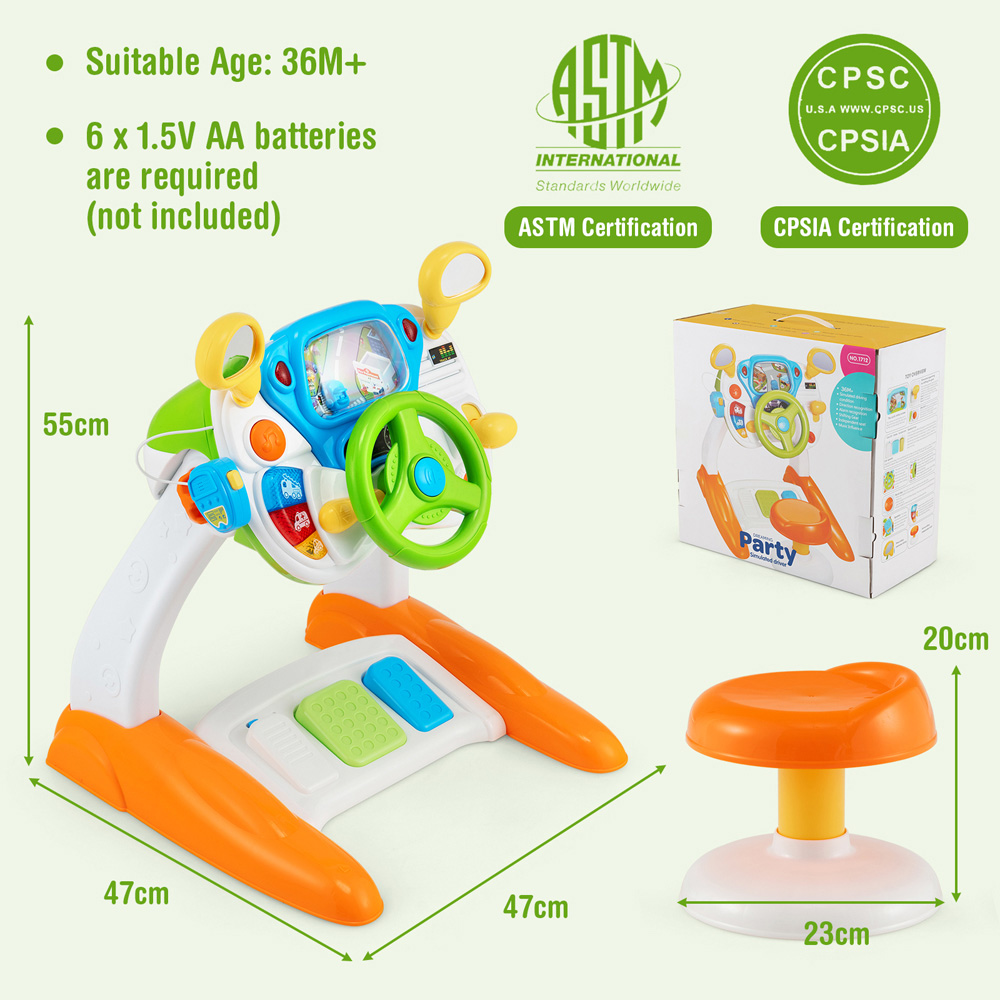 Costway Kids Steering Wheel Toy and Stool with Cyclic Rotary Scene Image 7
