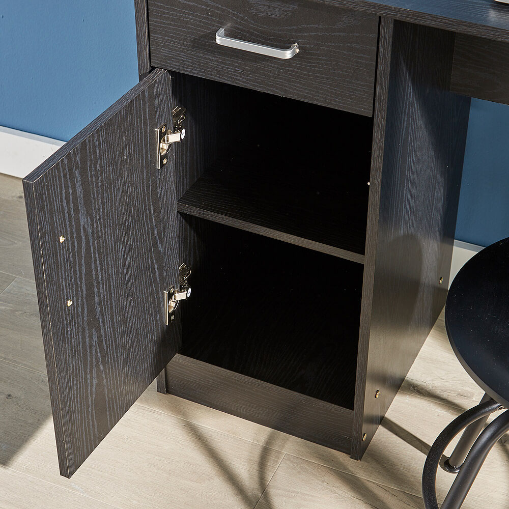 Home Source Tyler Computer Desk with Storage Cupboard Black Image 6