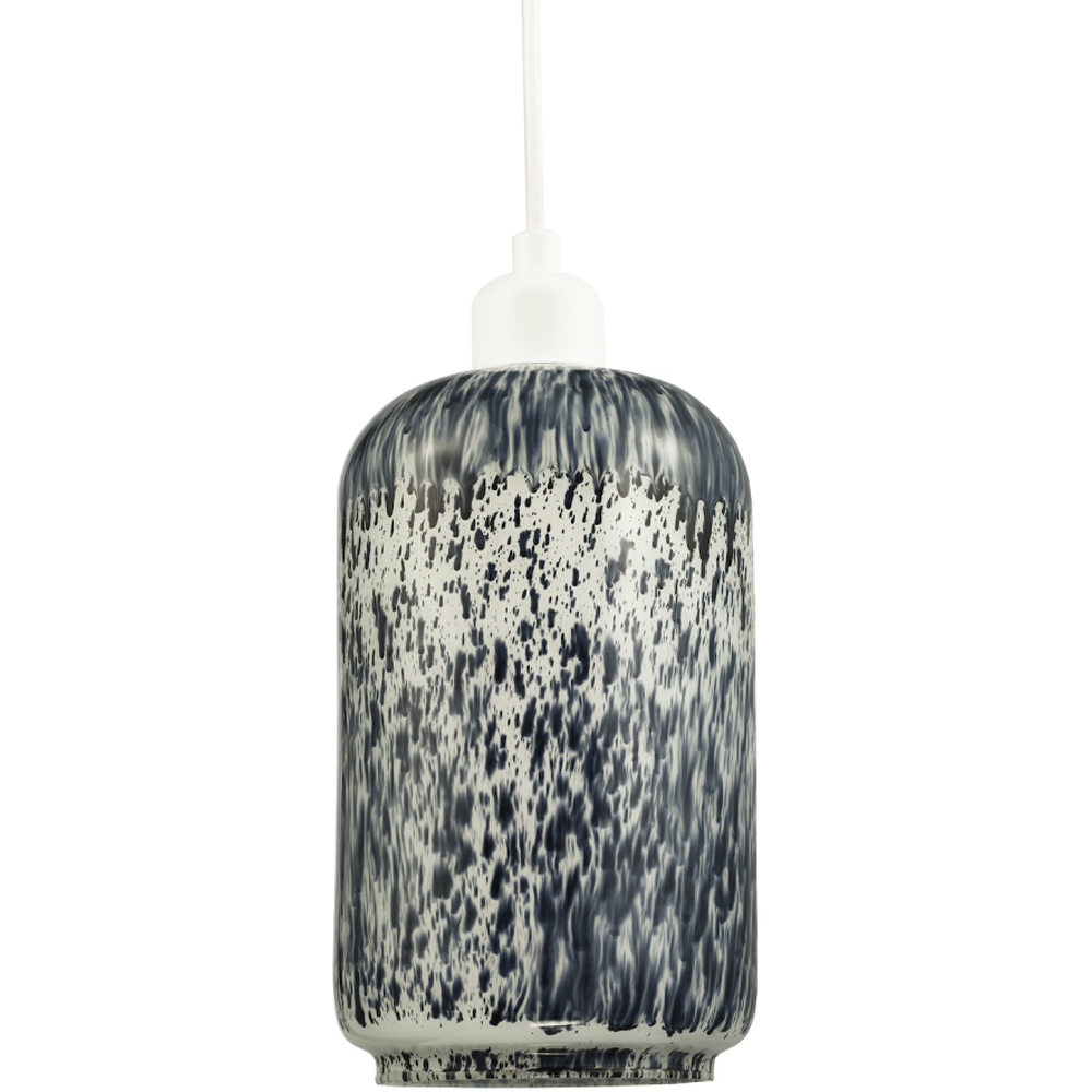 Happy Homewares Dove Grey and Dusty Blue Snowflake Marble Design Pendant Shade Image 1