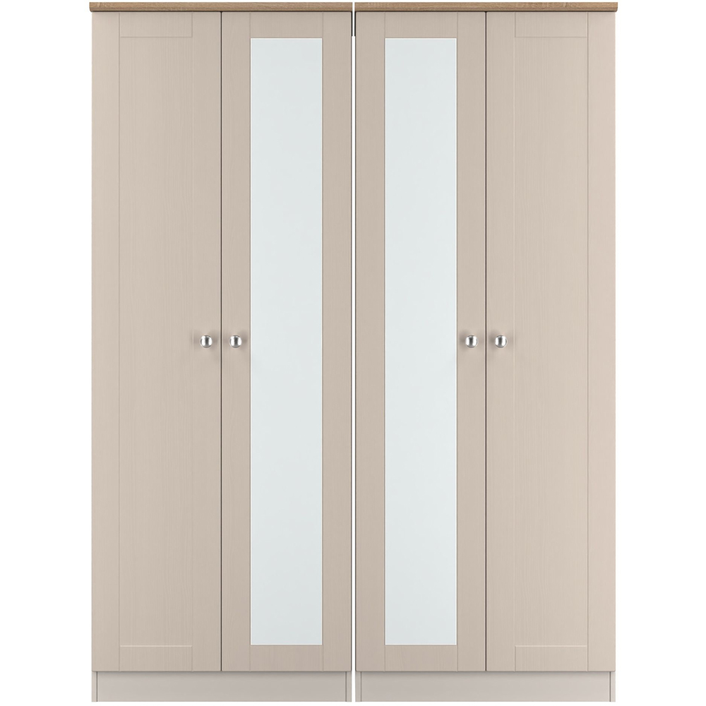 Crowndale Sussex 4 Door Kashmir Ash and Bardolino Oak Tall Mirror Wardrobe Ready Assembled Image 2