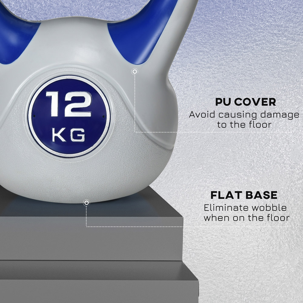 SPORTNOW Dark Blue and Grey Kettlebell with Handle 12kg Image 6