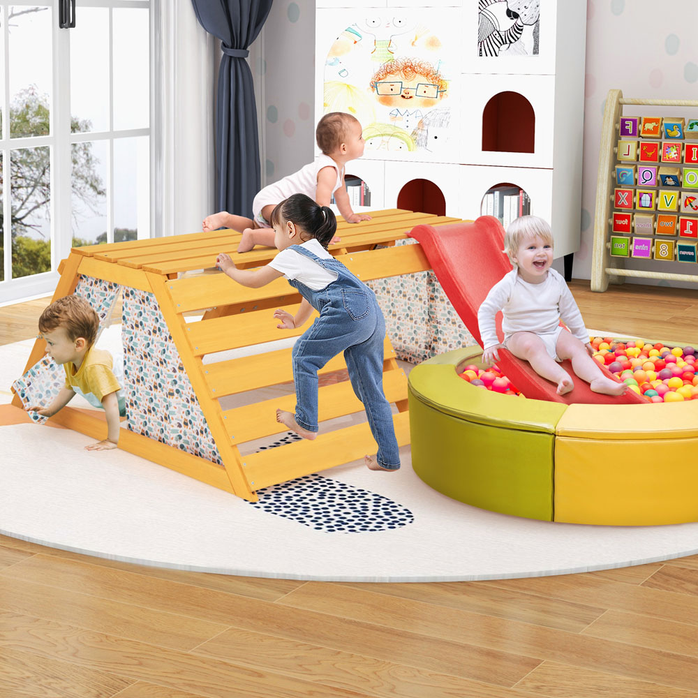 Costway 5 in 1 Jungle Gym with Slide and Rock Climbing Wall Image 2