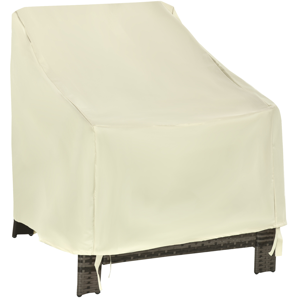 Outsunny Cream 600D Oxford Single Chair Cover 87 x 68 x 77cm Image 1