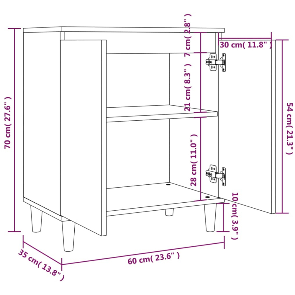 vidaXL 2 Door Smoked Oak Sideboard with Wooden Legs Image 9