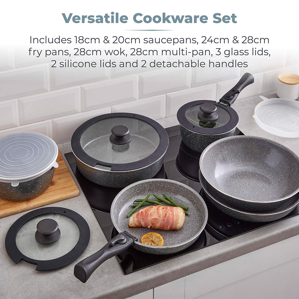 Tower Cerastone 13 Piece Grey Cookware Set Image 3