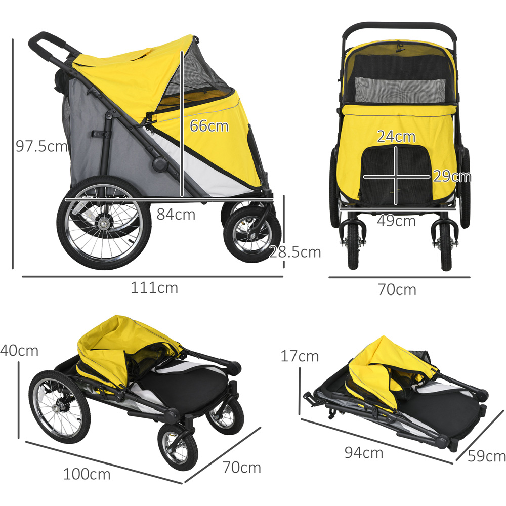 PawHut Yellow Foldable Pet Stroller with Cushion Image 8