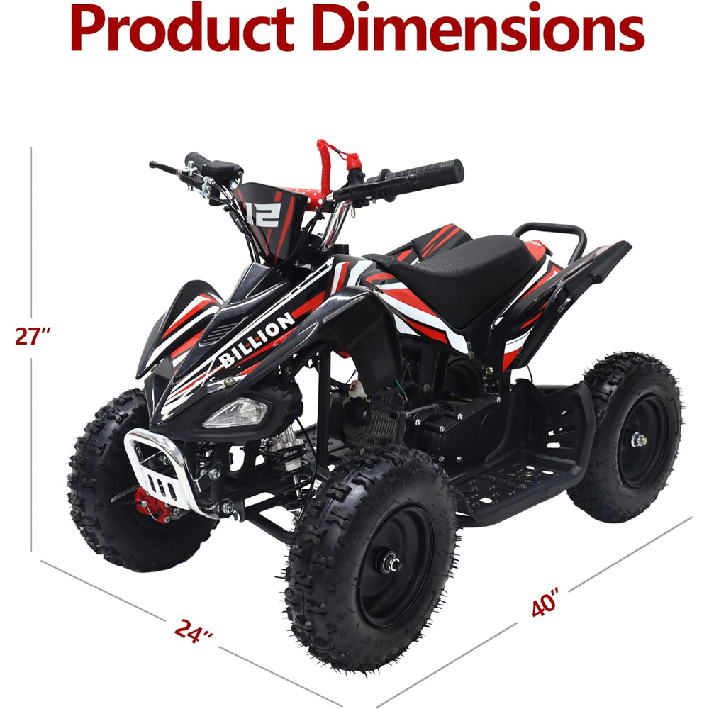 Alivio Kids Red 49cc 2-Stroke Engine Mini Petrol Quad Bike with Disc Brakes 1.8L Image 9