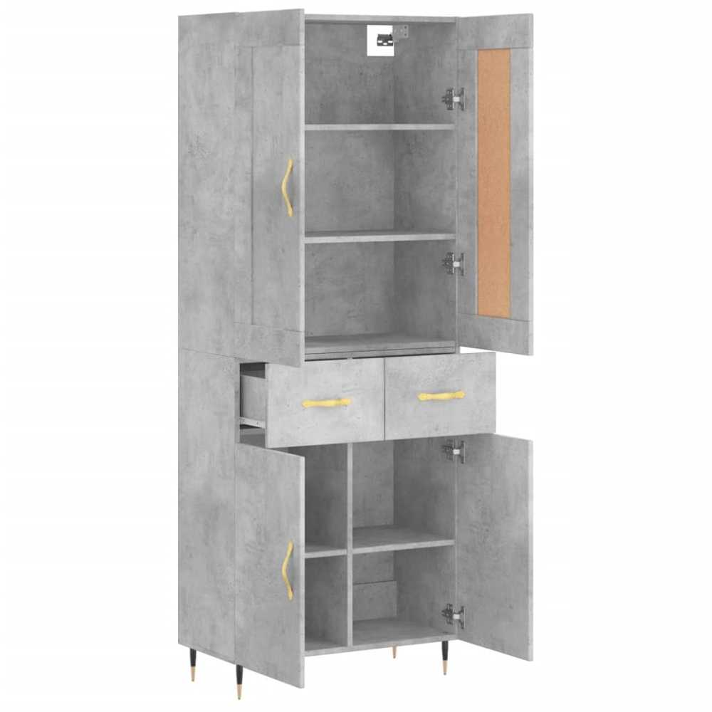 vidaXL 4 Door 2 Drawer Concrete Grey Highboard Image 3
