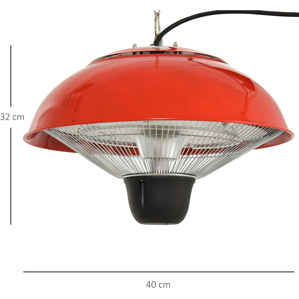 Outsunny Red Ceiling Mounted Halogen Electric Heater 1500W Image 7