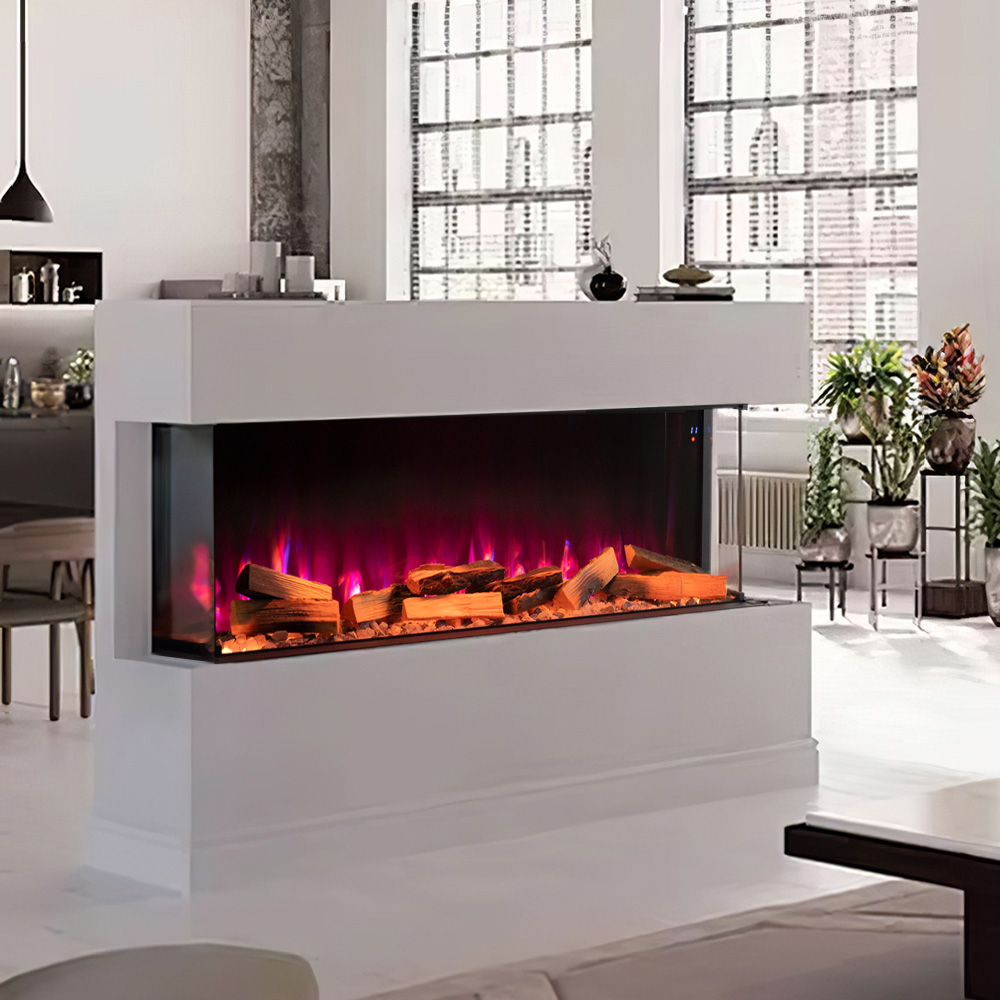 Living and Home 3-Sided Black Smart Electric Fireplace with Remote Control 49 inch Image 7