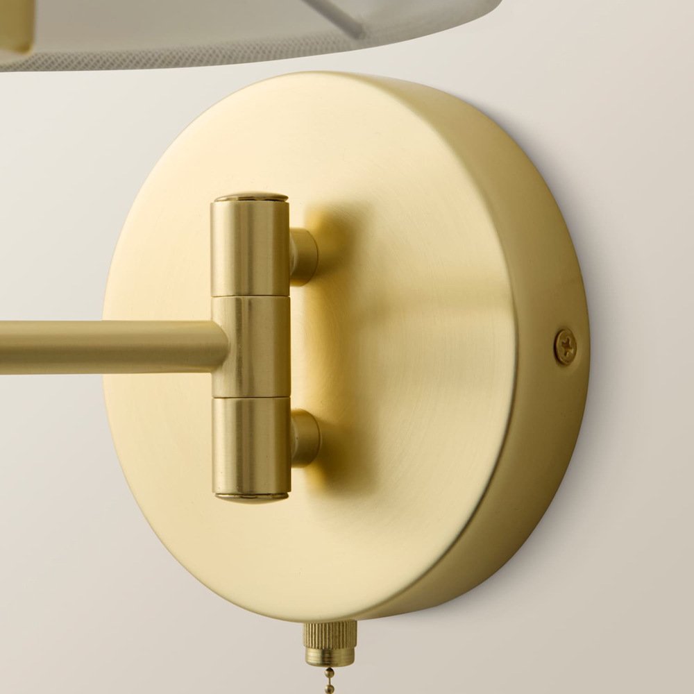 ValueLights Sonia Tapered Shade Brushed Gold Adjustable Swing Arm Wall Light with Bulb Image 4