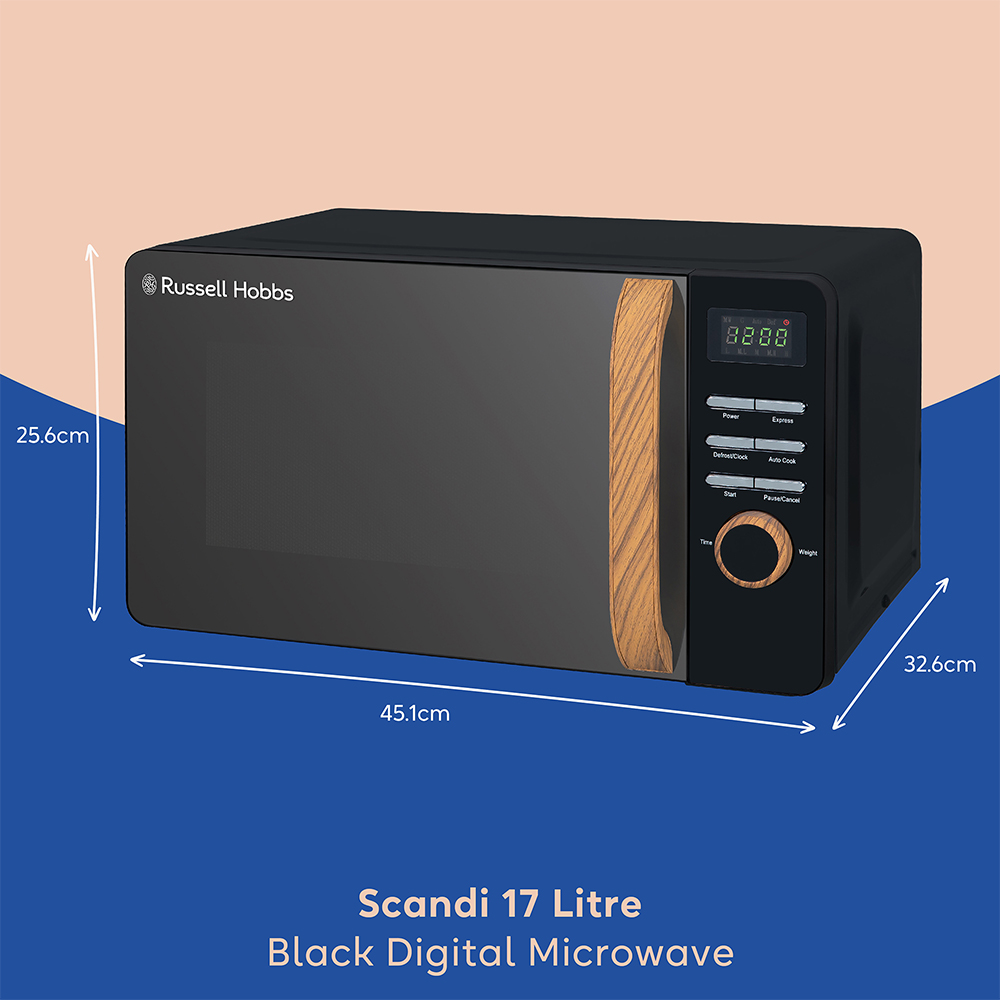 Russell Hobbs RHMD714B-MN Black 17L Scandi Compact Digital Microwave 700W Image 9