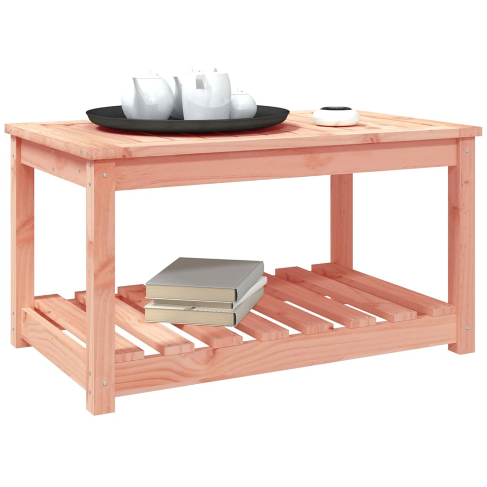 vidaXL Single Shelf Natural Solid Douglas Wood Slatted Garden Table 82.5 x 50.5cm Image 5