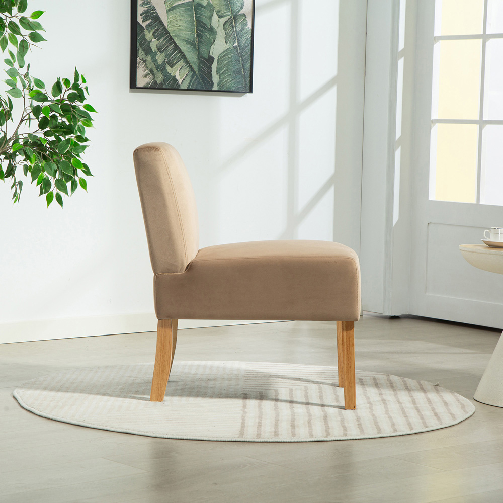 Artemis Home Corina Brown Velvet Fabric Armless Accent Chair Image 3