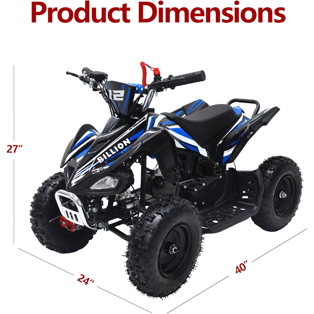 Alivio Kids Blue 49cc 2-Stroke Engine Mini Petrol Quad Bike with Disc Brakes 1.8L Image 9