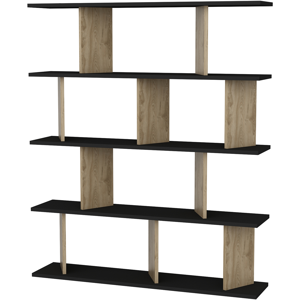 Decorotika Grace 10 Shelf Black and Oud Oak Bookcase Image 2