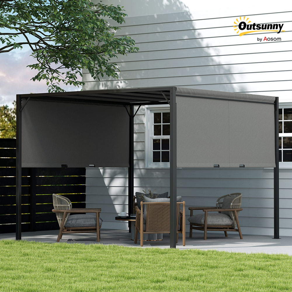Outsunny 3 x 3m Grey Metal Pergola Gazebo Image 5