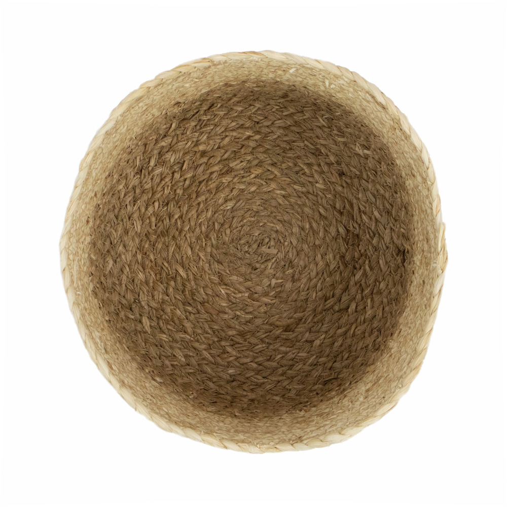 JVL Palma Maize Natural Scalloped Round Storage Basket Image 3