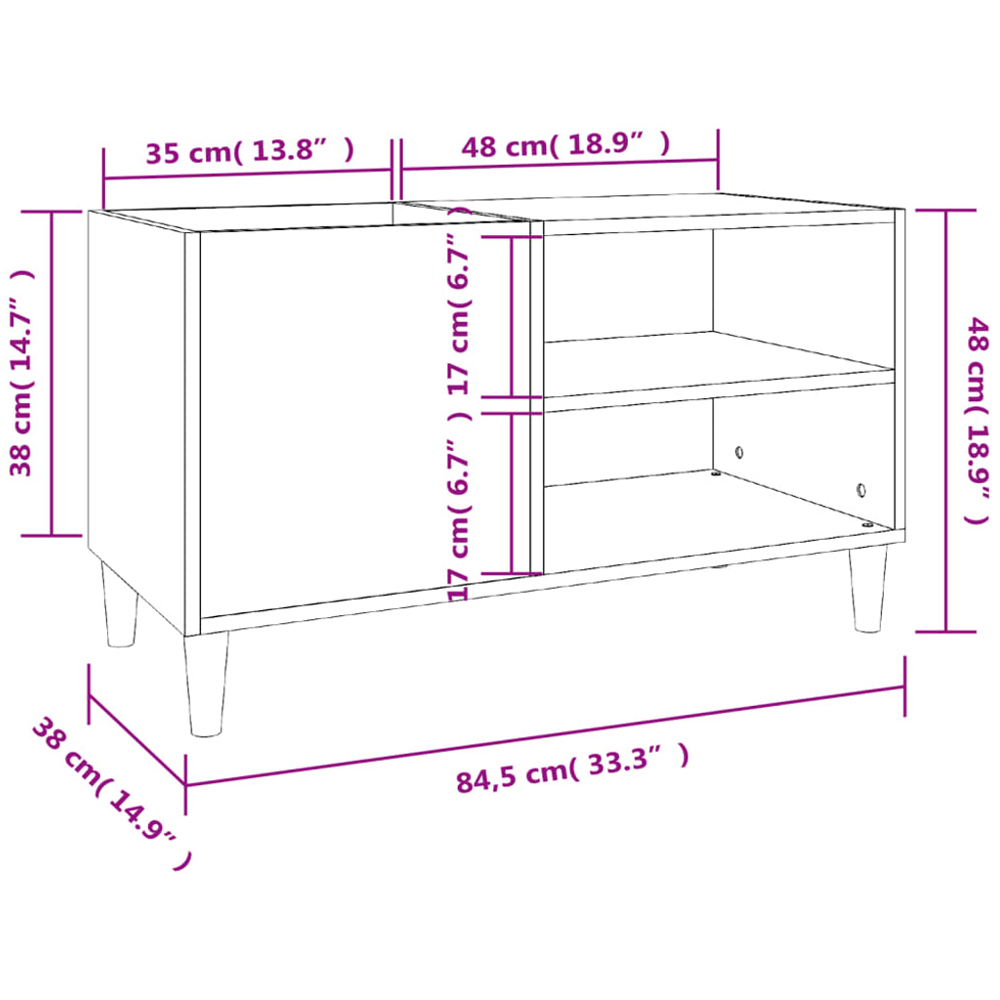 vidaXL 2 Shelf White Record Cabinet Image 7