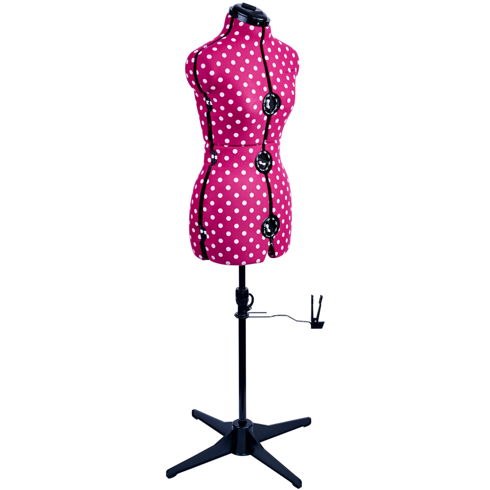 Sewing Online 5905A Cerise Polka Adjustable 8-Part Dressmakers Dummy with Hem Marker Small Image 1