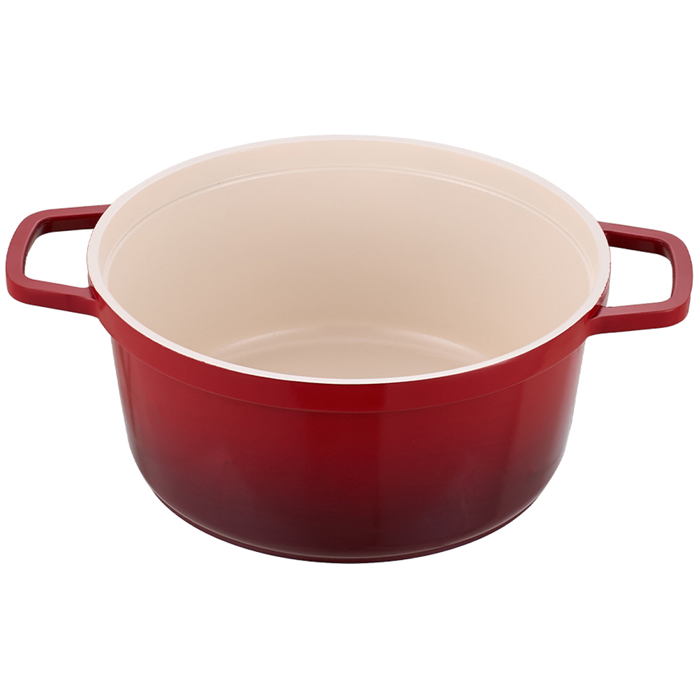 Living and Home 4.75L Red Non-Stick Cast Aluminium Enamelled Cooking Pot with Lid Image 4