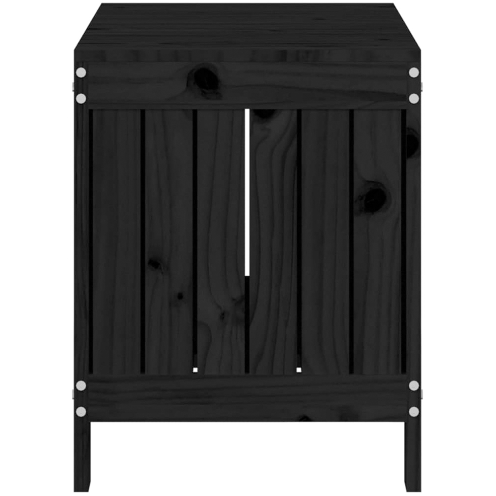 vidaXL 54 x 76 x 42.5cm Black Pine Wood Garden Storage Box Image 6