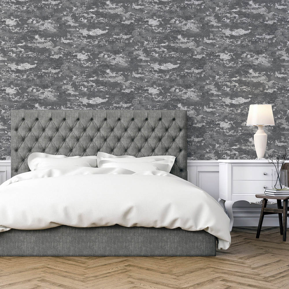 Arthouse Patina Grey and Silver Wallpaper Image 5
