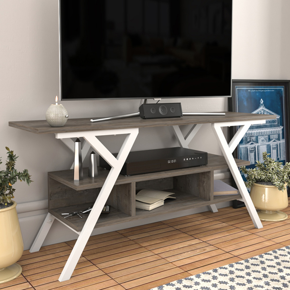 Decorotika Minerva 4 Shelf White Wenge TV Stand for 55 inch TV Image 1