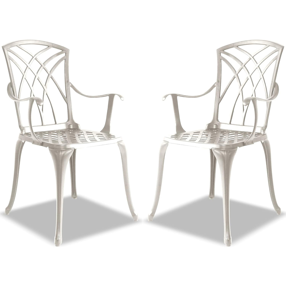 Centurion Oshowa Set of 2 White Garden Bistro Chairs with Armrests Image 6