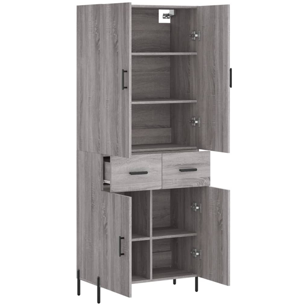 vidaXL 4 Door 2 Drawer Grey Sonoma Highboard Image 4