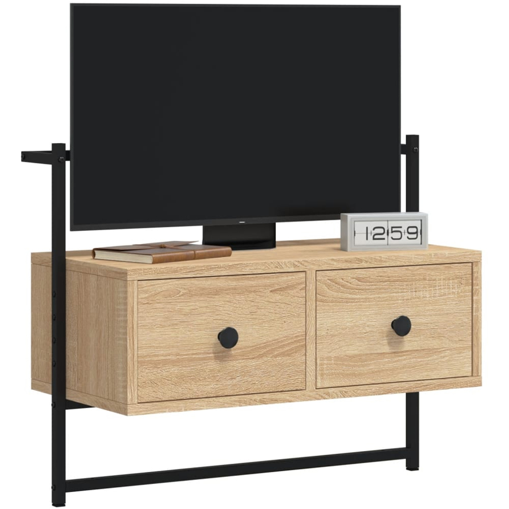 vidaXL 2 Drawer Sonoma Oak Wall Mounted TV Cabinet Image 3