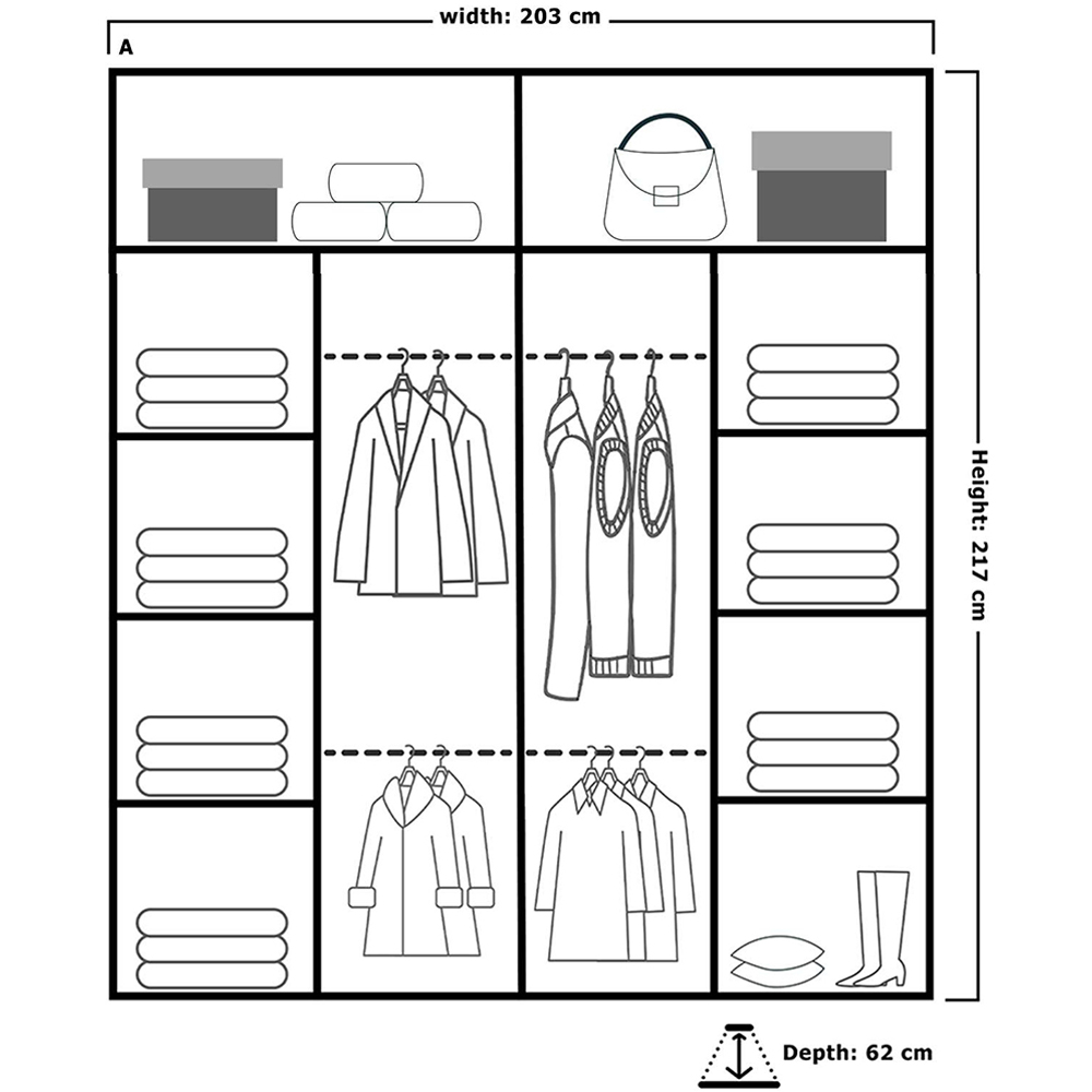 Sliding Wardrobes 4U Moon 2 Door White Wide Mirrored Wardrobe 203cm Image 6