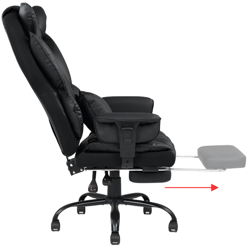 Living and Home Black Ergonomic Office Chair with Adjustable Armrests and Footrest Image 5