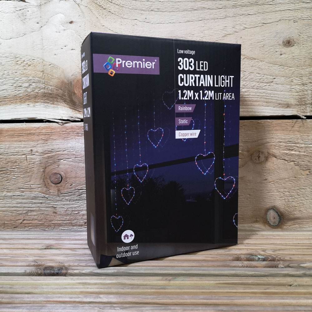 Premier 303 Rainbow LED Static Heart Silver Pin Cable Curtain Light 1.2 x 1.2m Image 8