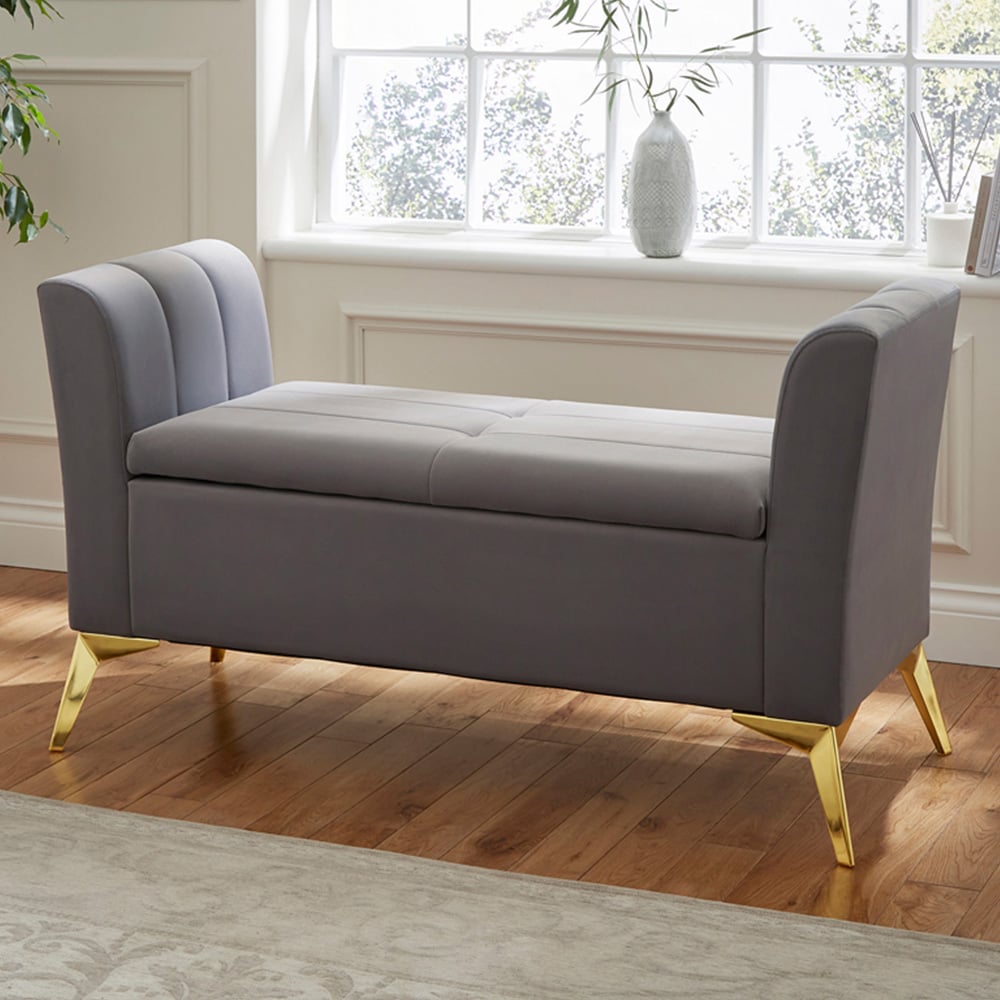 GFW Pettine Grey Ottoman Storage Bench Image 1