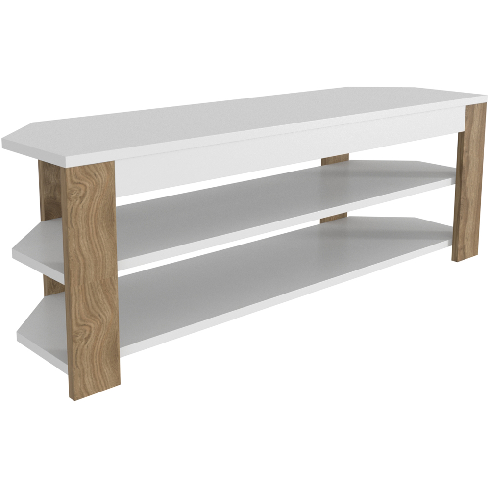 Decorotika Rita 2 Shelf White and Oud Corner TV Stand for 43 inch TV Image 3