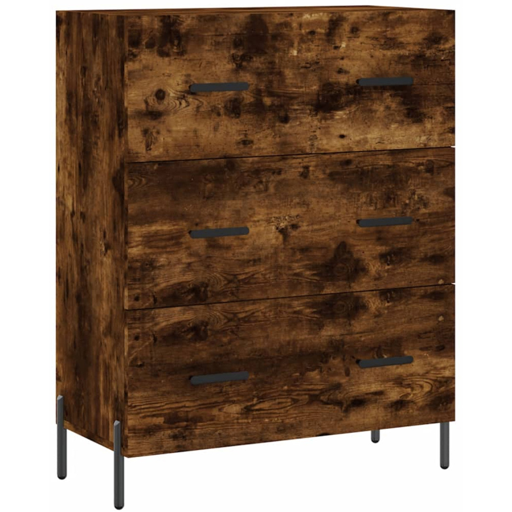vidaXL 3 Drawer Smoked Oak Sideboard Image 2