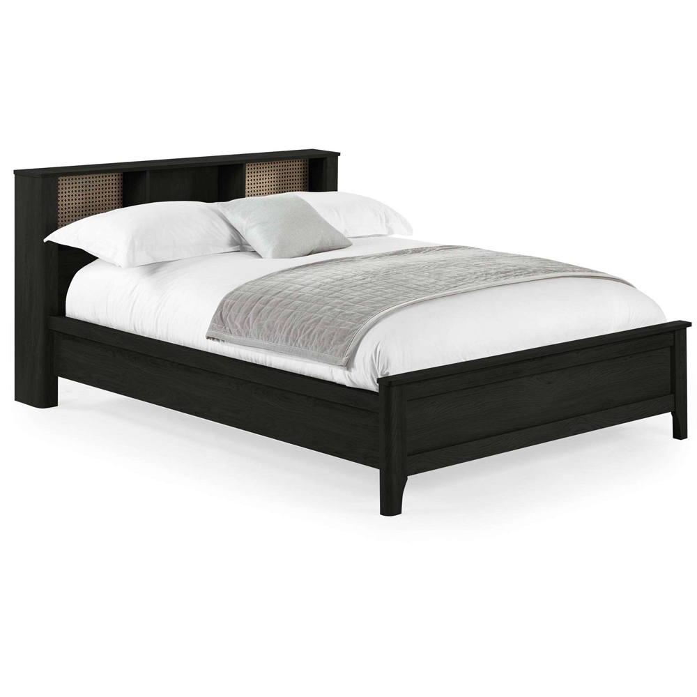 Julian Bowen Sydney Double Black Ash Effect Rattan Print Bookcase Bed Frame Image 3