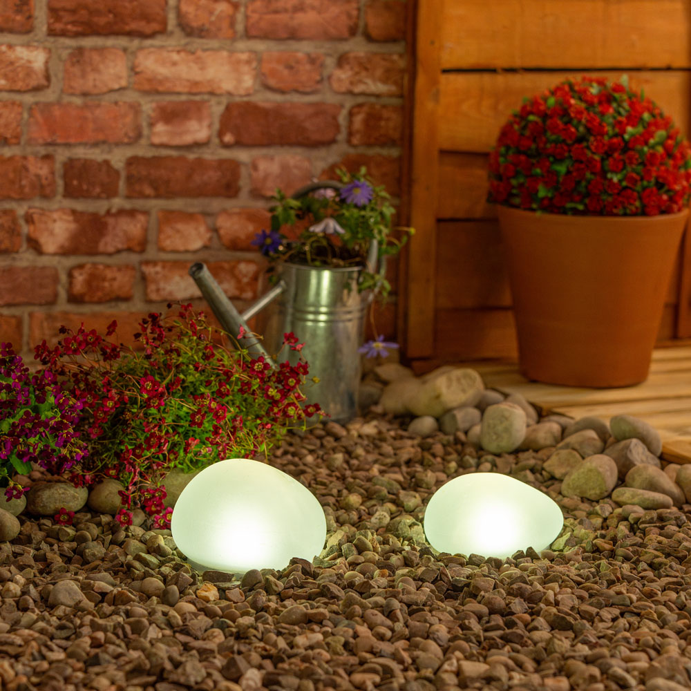 ValueLights Pebbles Set of 2 Clear Outdoor Solar Decorative Lights Image 2