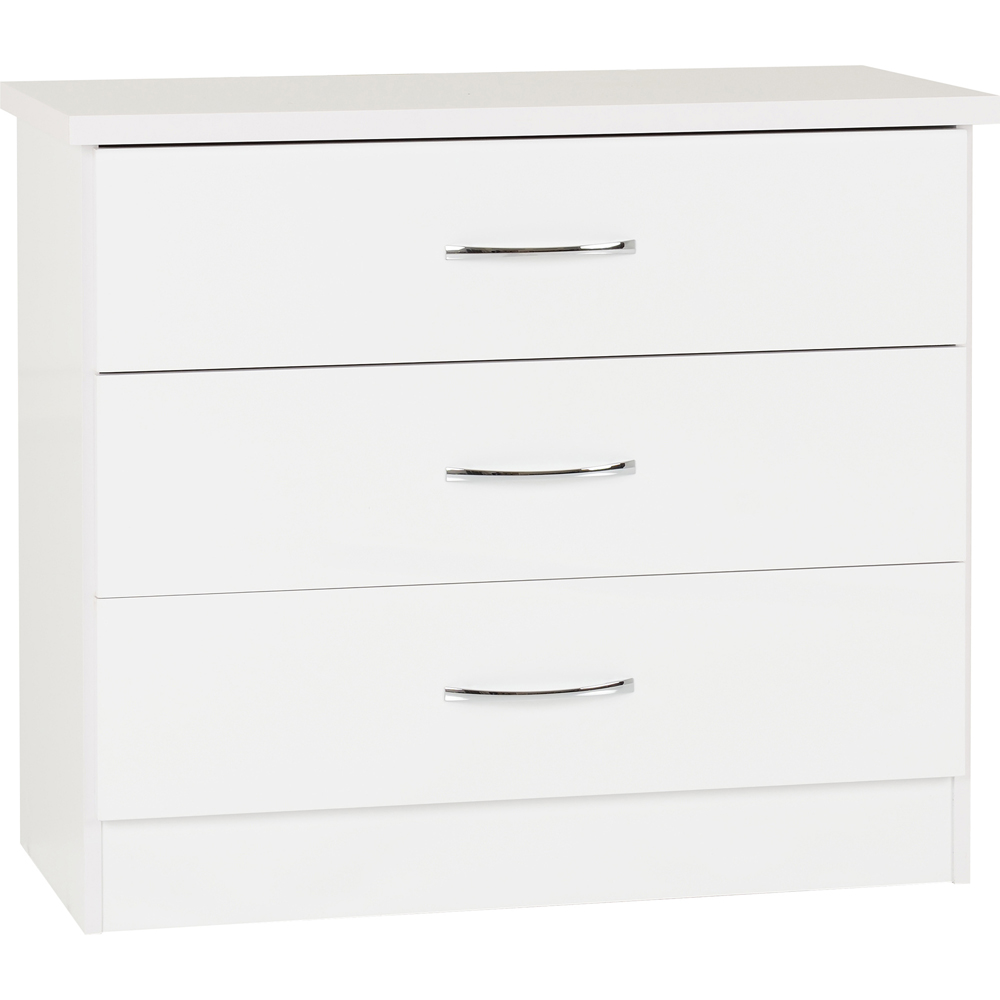 Seconique Nevada 3 Drawer White Gloss Chest of Drawers Image 2