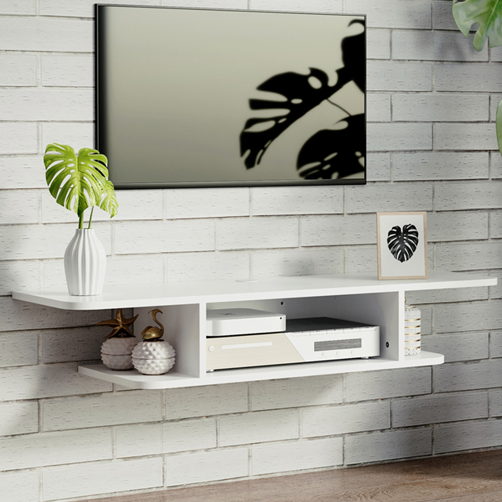 Portland White Wall Mounted Floating TV Unit Image 1
