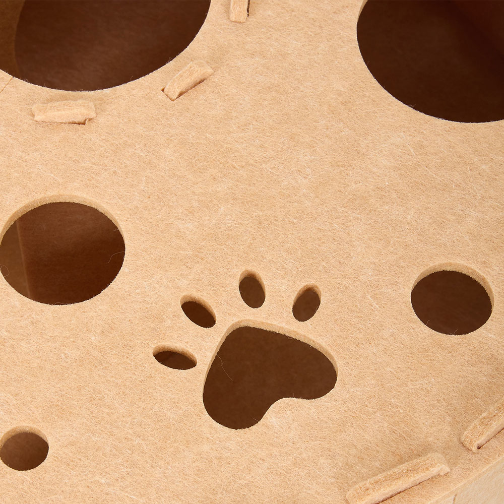 H&O Direct 2-Tier Coffee Colour Donut Shape Round Felt Cat House Image 3