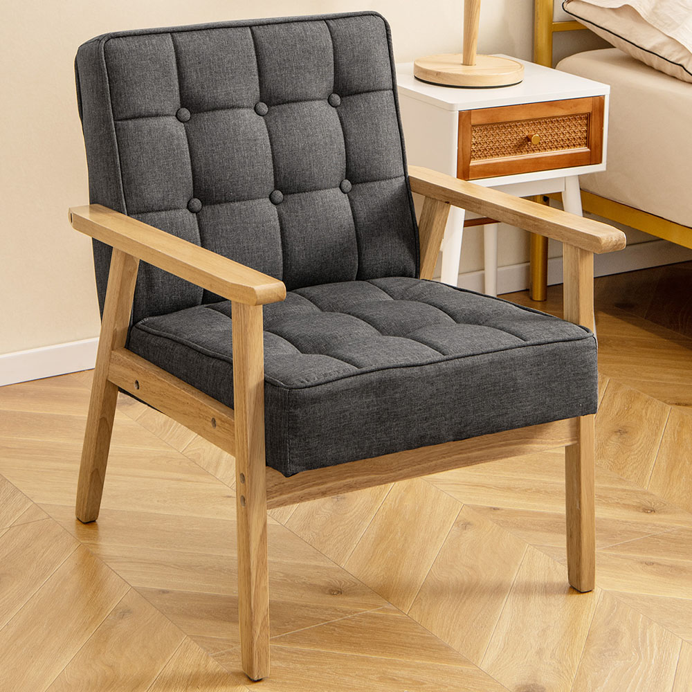 Costway Grey Modern Accent Chair Image 1